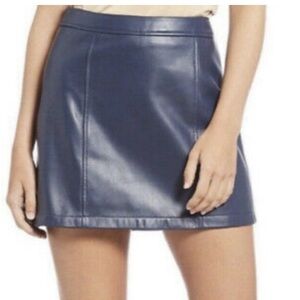 Gianni Bini Dark Blue Leather Mini Skirt size Small